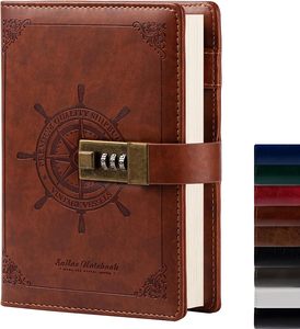 Longorgeous Diário personalizado Marinheiro <span class=keywords><strong>Notebook</strong></span> Capa dura Couro Senha Notebooks De Três Dígitos Senha Combinação Bloqueio