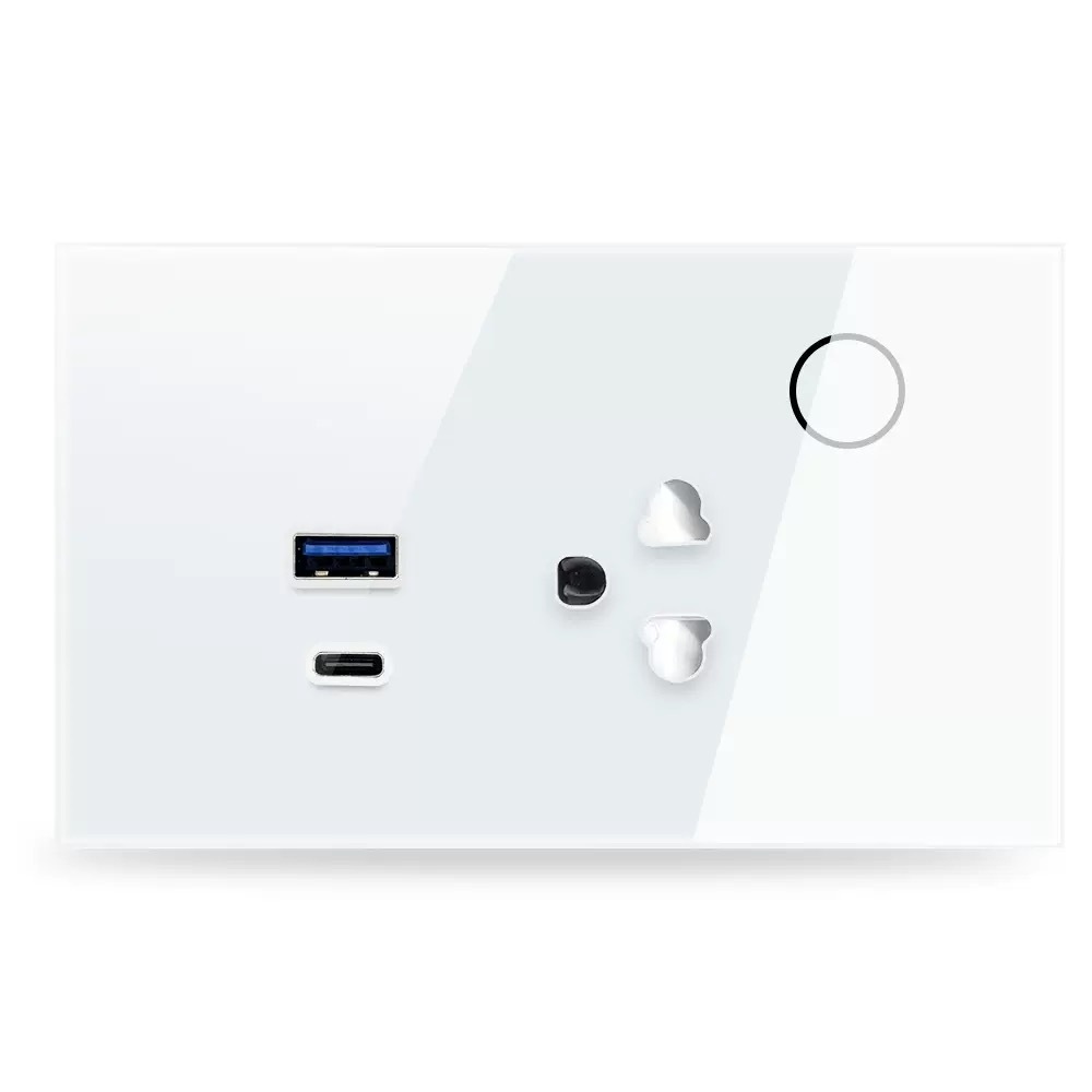 Tuya WiFi - Enchufe tailandés - Panel de cristal con USB