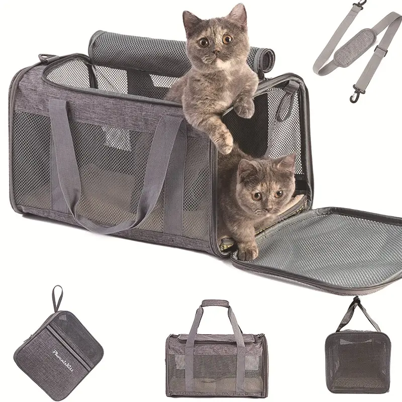 도매 옥스포드 600D 통기성 접이식 휴대용 패션 야외 애완 동물 가방 캐리어 여행 핸드백 고양이