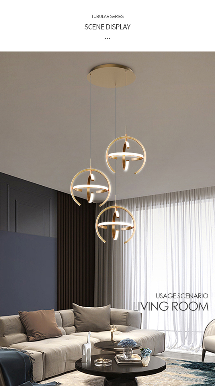 Zun Design chrome Painting modern Aluminium golden global pendant lighting chandelier fixture for kitchen living room
