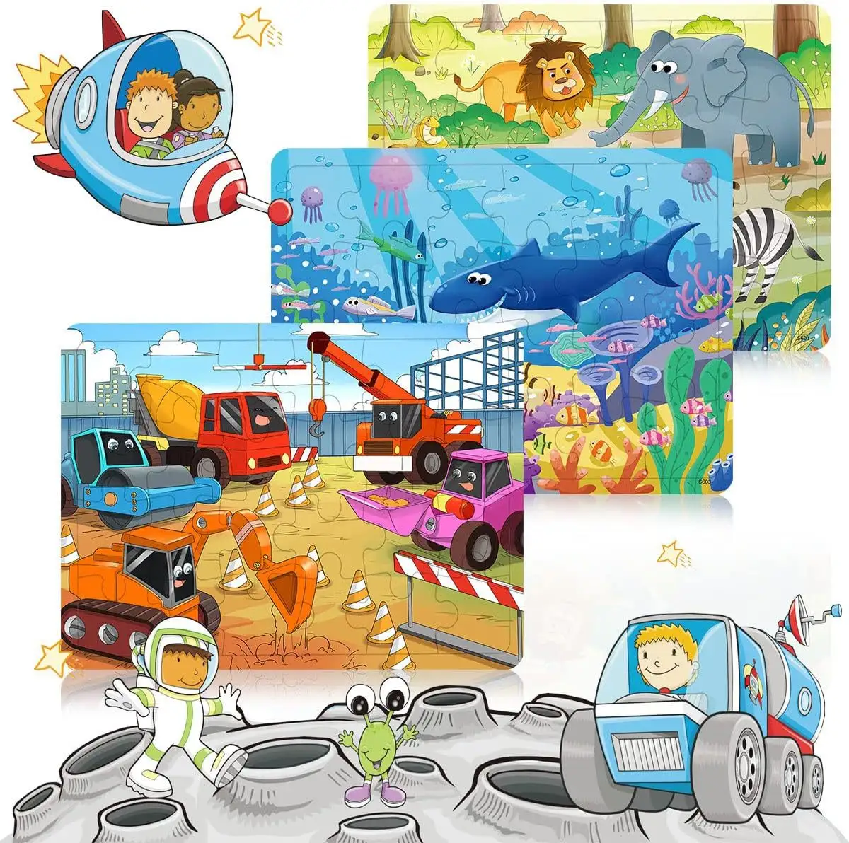 カスタマイズされたジグソーパズル6ピース子供用ジグソーパズル3〜5歳向けの24ピース教育学習玩具セット