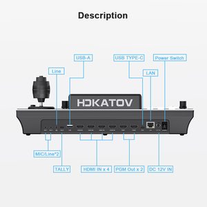 <strong>HDMI</strong> <strong>Input</strong> Video Mixer <strong>Switch</strong> Live Streaming PTZ Camera Joystick Control 4 Channels Broadcasting PTZ and Image Control Keyboard - Product Image 4