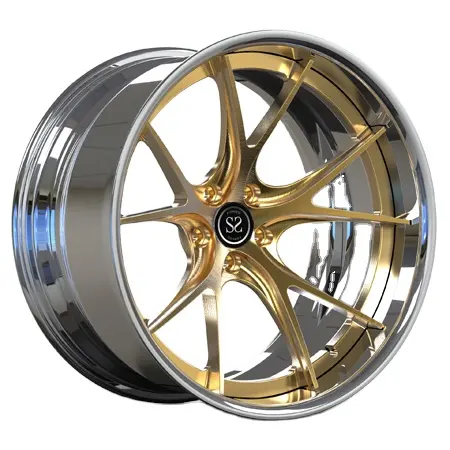 Custom 5X120 Golden Gepolijst 2-Pc Gesmeed Wiel 17 18 19 20 21 22 Inch Auto Sport Velgen Legering wielen