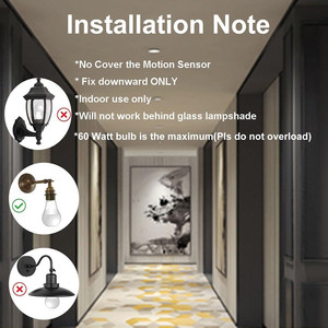 Luz de sensor de movimiento fácil de instalar, sensor de movimiento infrarrojo con portalámparas E26/E27 - Product Image 5