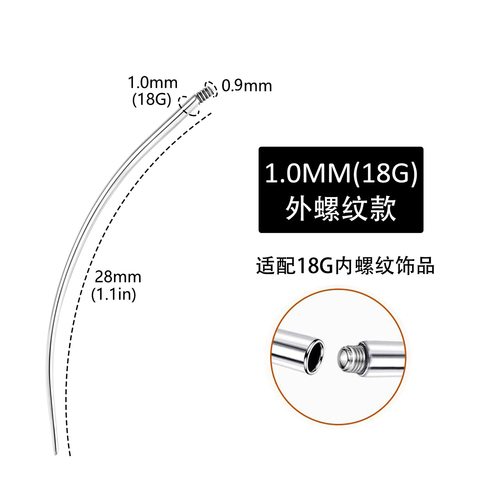 Bent external thread type 1028m09