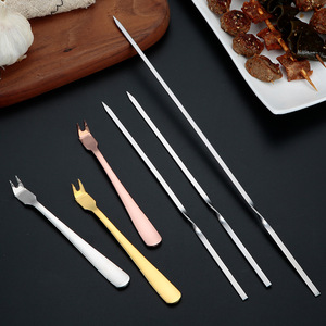 烤肉串可重复使用的烧烤不锈钢烤串烤肉串烧烤露营平叉小工具厨房配件工具 - Product Image 6