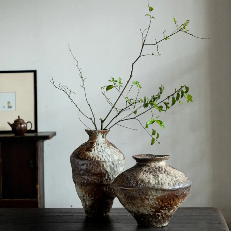 Vasos de cerâmica antigos para casamento, plantas redondas, vasos de cerâmica estilo japonês