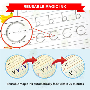4件式大型可重复使用的Cahier Et Stylos Magique追踪字母数字手写练习册的凹槽练习册 - Product Image 4