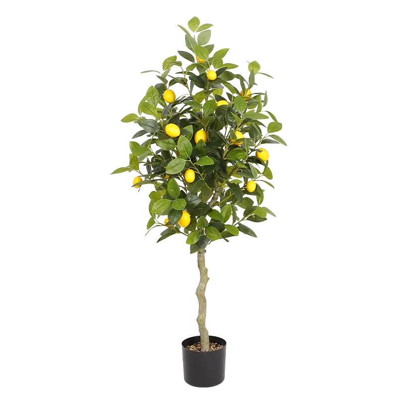 Plástico 1.2m Altura Artificial Potted Lemon Tree Com Frutas Atacado Planta Artificial Para Decoração Interior