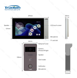 Trudian 7 "Interfono interior 2 Monitor 1 Kit de estación exterior Sistema de intercomunicación de video de 2 vías Puerta Teléfono Cámara Timbre para Villa