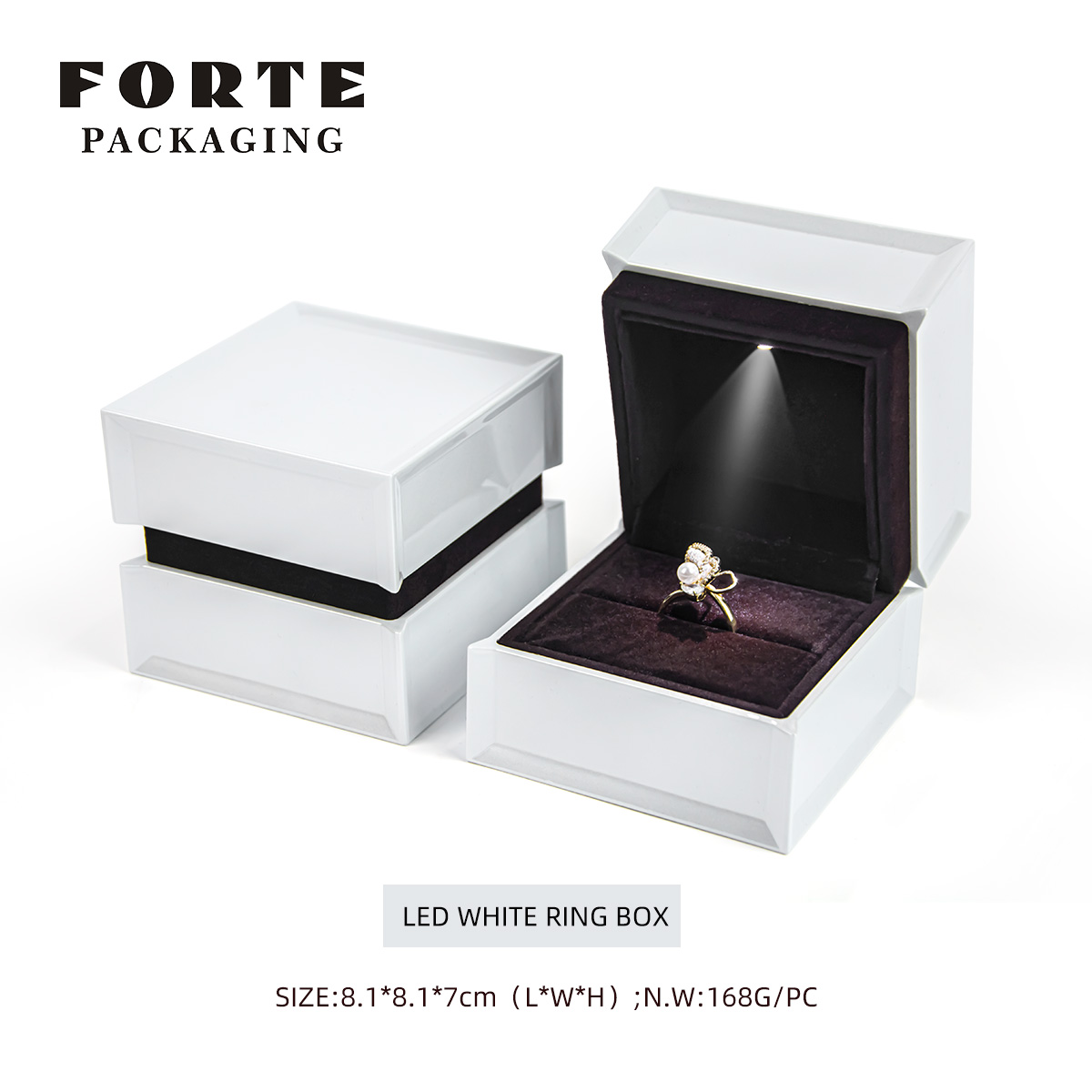 Boîte à bagues blanche + LED