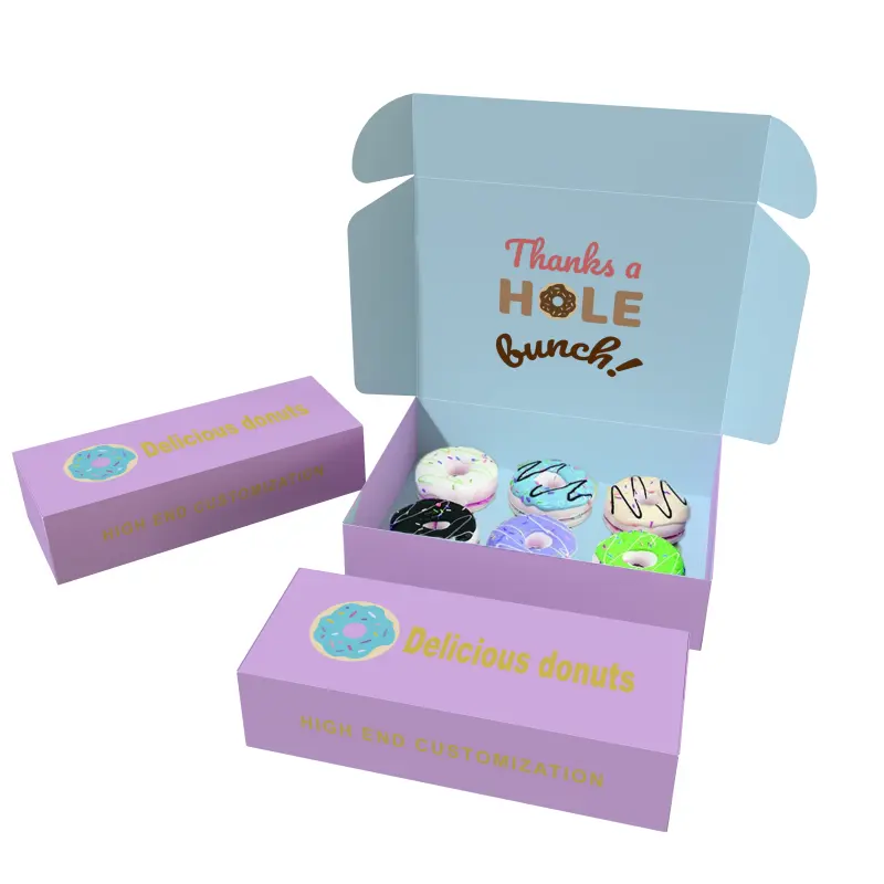 Logotipo personalizado Mochi Donuts caixa de embalagem milho Hot Dog Cookie Paper Packaging Boxes Cake Sushi Pastry Bakery Takeaway Boxes