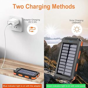 16800/27000毫安太阳能充电电源组双USB端口QC 3.0快速充电器适用于所有手机户外发光二极管手电筒指南针 - Product Image 3