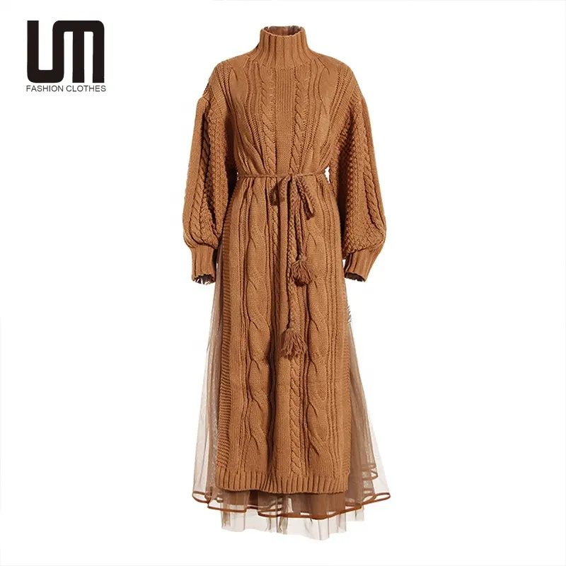 Liu Ming sonbahar 2023 kadın kıyafetleri örme uzun kollu ünlü kulübü gece parti Casual Bodycon Midi elbise