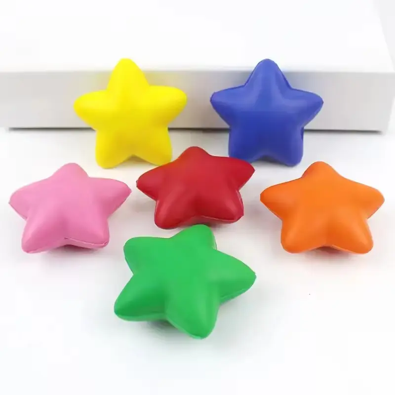 Star Smiley Custom Shape PU FOAM colorful Personalised Squishy Star Anti Stress Ball with Face