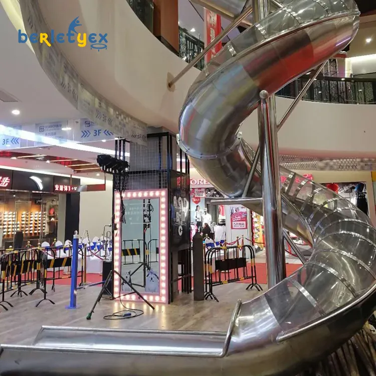 Toboganes de acero inoxidable Berletyex gigantes tobogán de parque infantil en espiral personalizado para niños y adultos Parque de Atracciones comercial