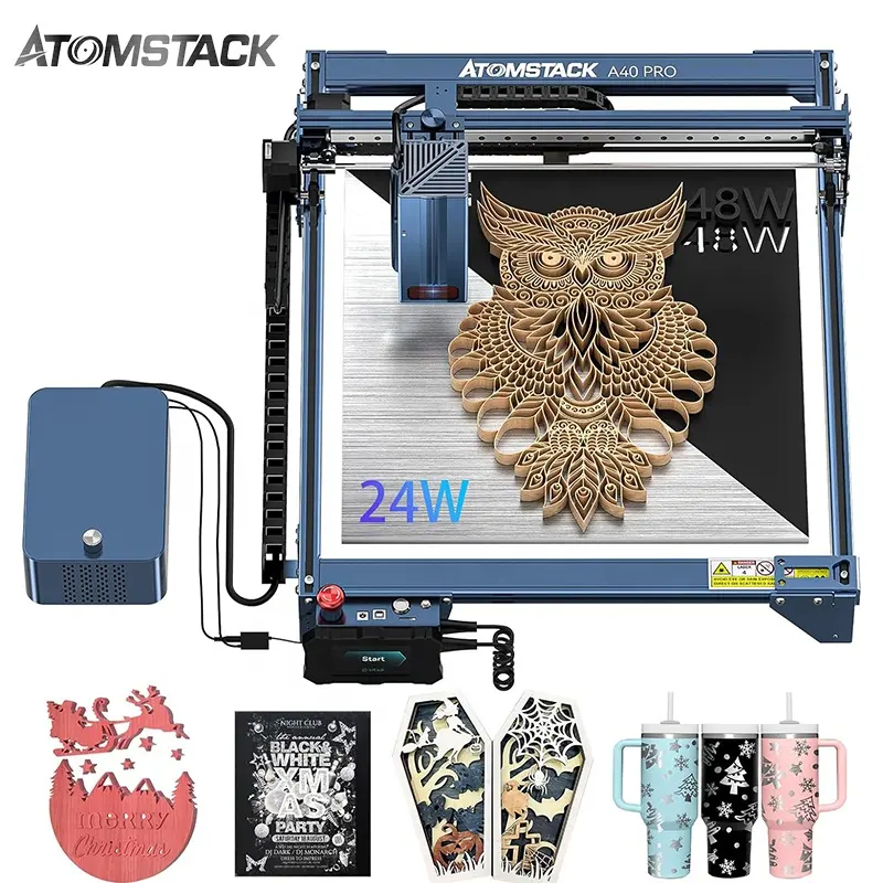 Atomstack A40 S40 X40 Pro 210W Machine de découpe CNC haute Performance imprimante laser en verre acrylique à mise au point fixe contrôlée WIFI