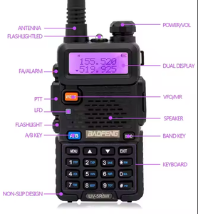 Baofeng-Radio de mano bidireccional de doble banda analógica, interfono sellado de 8W de plástico negro, Walkie Talkie con modulación FM - Product Image 5