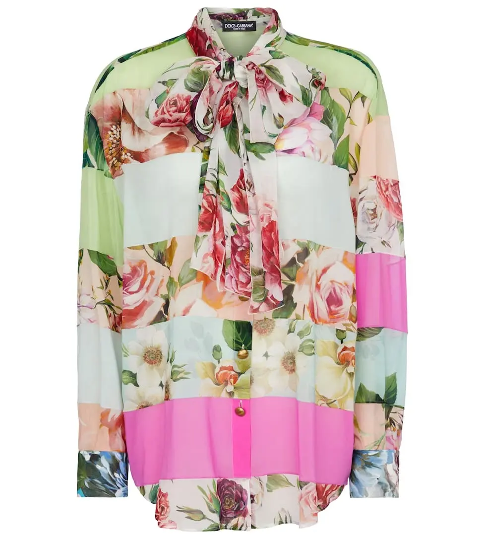 Moda abbigliamento Chiffon manica lunga bottone di seta di lusso con stampa floreale camicetta da donna
