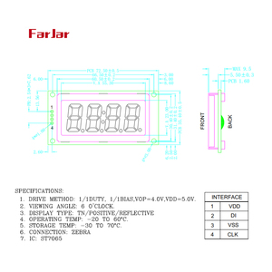 Caldwell ballistischen Fahrten schreiber S0408-HL LCD-Modul 4 Segment kleine LCD-Anzeige seriell mit Controller
