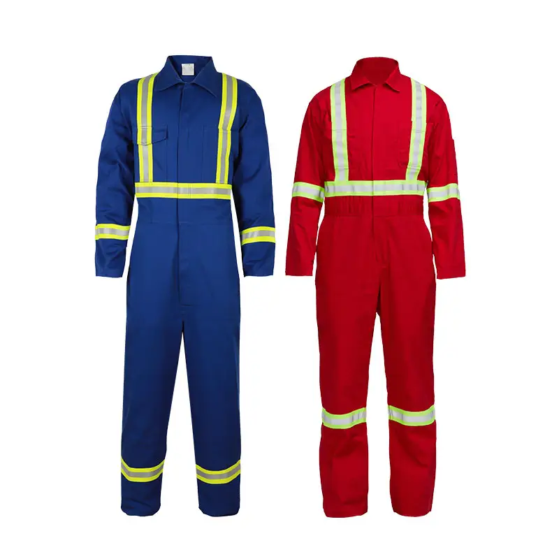 Venta al por mayor Red Bule 7oz NFPA 2112 CAT2 Soldador resistente al fuego FRC Seguridad ignífuga FR Overol de minería ignífugo industrial