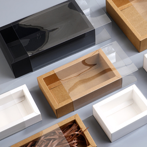 In Stock <strong>Rectangle</strong> Square Cardboard <strong>Box</strong> Small Black White <strong>Display</strong> Gift Packaging Jewelry <strong>Box</strong> with Transparent Cover - Product Image 1