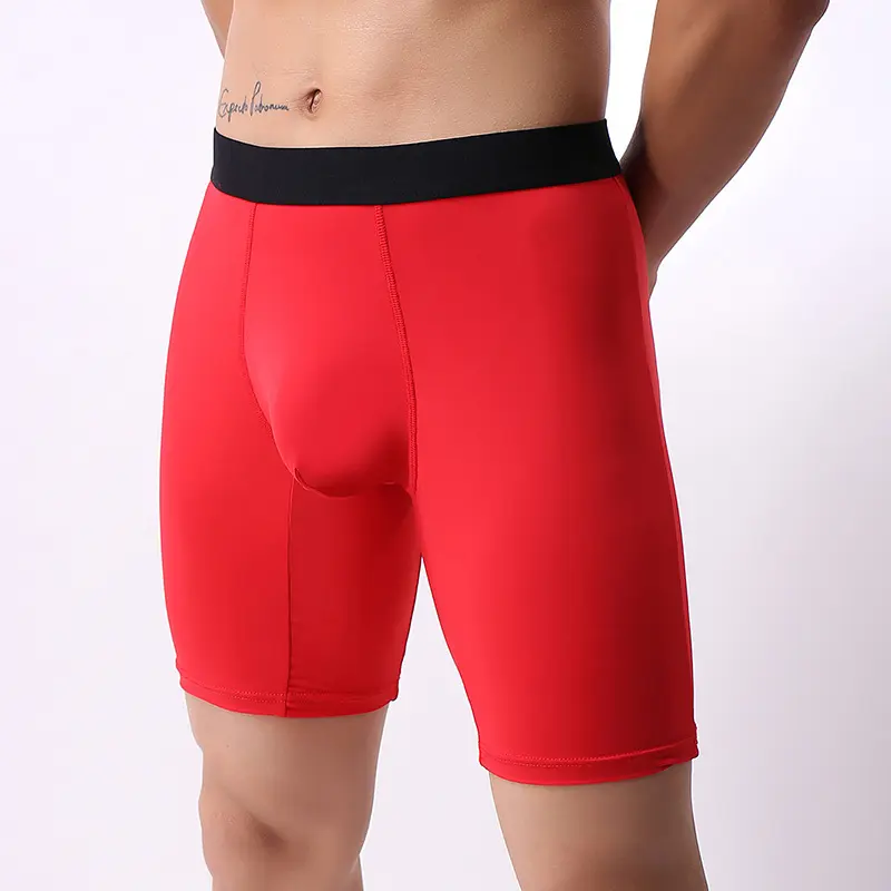 Calzoncillos de hombre con servicio de diseño de logotipo personalizado, Calzoncillos Bóxer largos deportivos de poliéster de alta calidad OEM para hombre