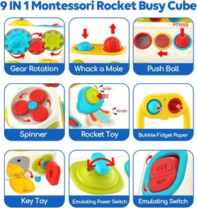 רב תכליתיים 9 ב 1 התינוק פעילות קוביית צעצועים montessori cube