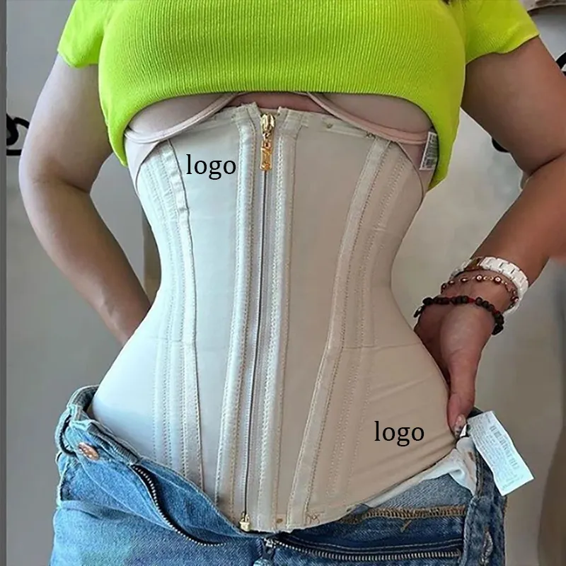 Faja colombiana con logotipo personalizado, entrenador de cintura, controlador de barriga, funda de vientre plano, fajas adelgazantes, corsé para mujer estándar