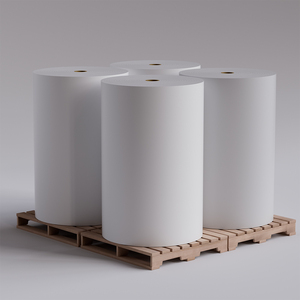 Tùy chỉnh kích thước giá rẻ nhiệt giấy nguyên liệu tùy chỉnh nhiệt giấy nhãn Jumbo cuộn với lót màu trắng - Product Image 1