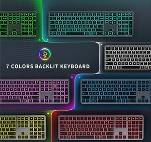 Teclado retroiluminado para Pad Phone Juego de teclado inalámbrico de sincronización multidispositivo recargable de tamaño completo para PC - Product Image 3
