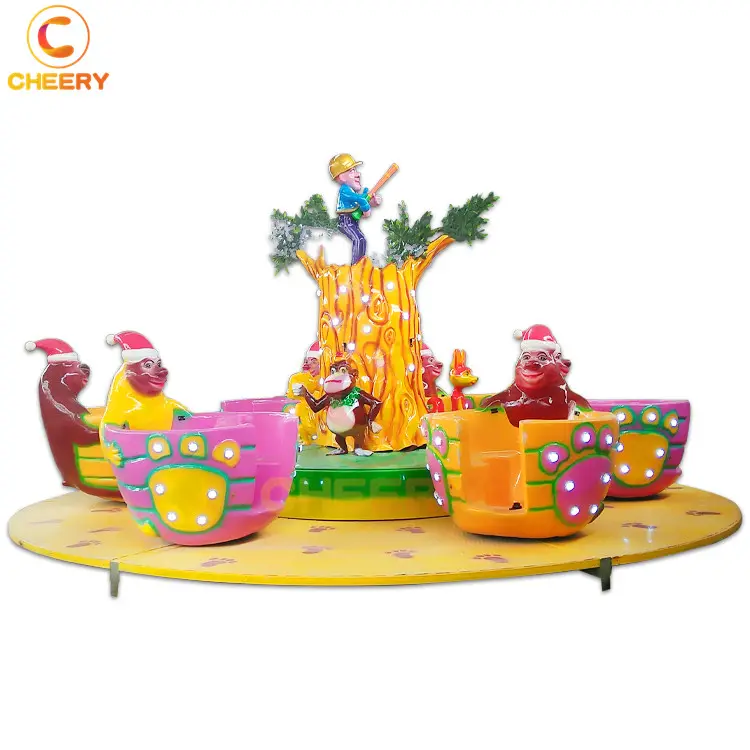 Fun park rides children amusement attraction animal theme rotating bear coffee cup ride