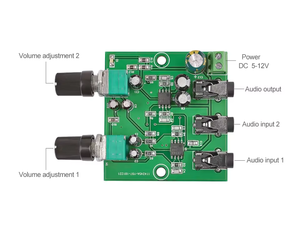 Placa mezcladora de señal de Audio estéreo de 2 vías, placa mezcladora multicanal para salida de amplificación unidireccional, amplificador de Audio para auriculares - Product Image 2