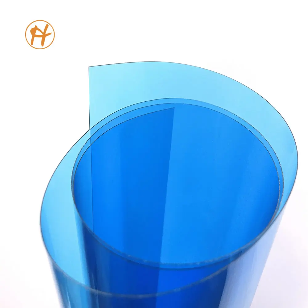 Lámina de pvc de acetato de plástico transparente, medio azul, gran oferta