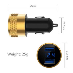 TKT 20w双<span class=keywords><strong>USB</strong></span>端口迷你发光二极管显示器旅行充电器QC 3.0 5V 2A快速车载充电器ABS笔记本电脑金属电源适配器