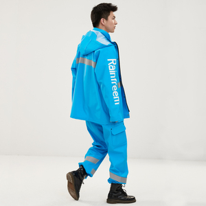 Rainfreem toptan fabrika Unisex sürme yağmurluklar yansıtıcı motosiklet yağmurluklar su geçirmez pantolon PVC kaplı - Product Image 4
