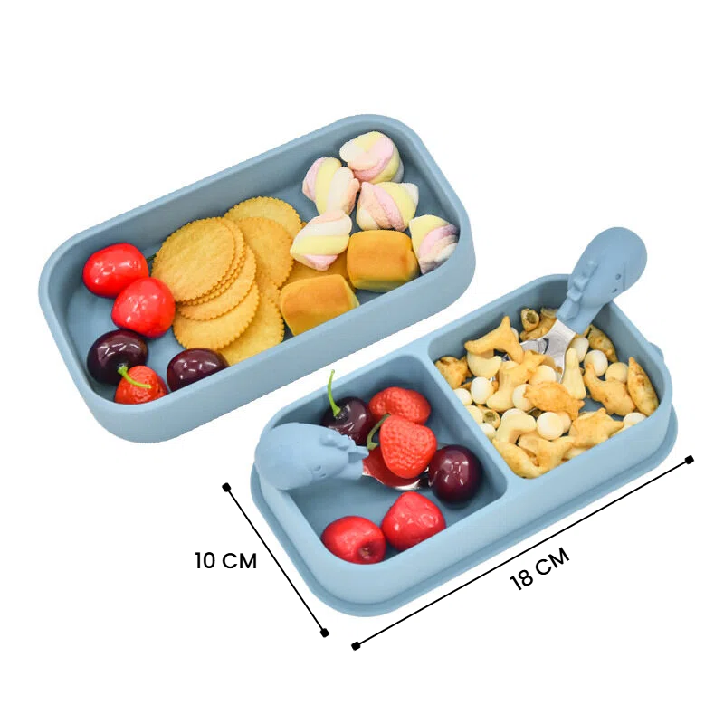 Blue Lunch Box + 316 Stainless Steel Fork and Spoon