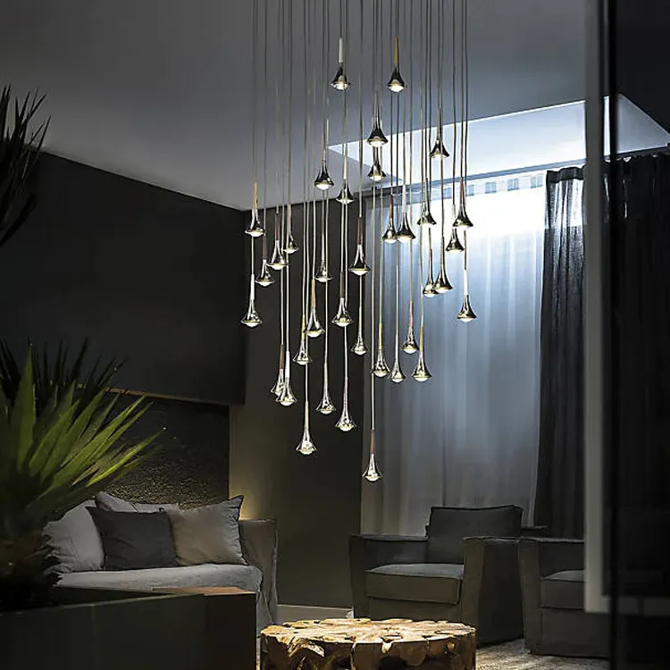 Neue Designer moderne Pendel leuchte Nordic High Long Ceiling Glas lampe Anpassen Big Project Wohnzimmer LED Kronleuchter Licht