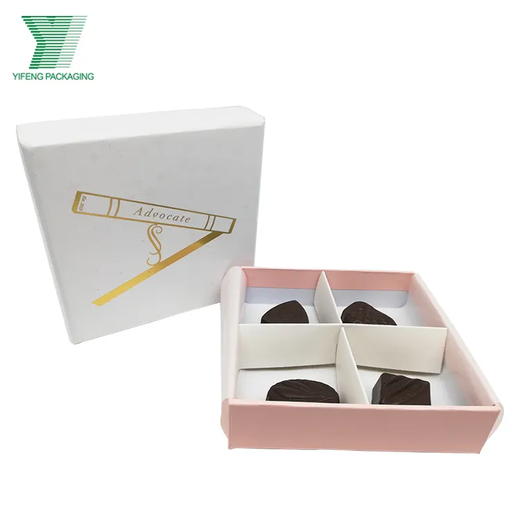 Оптовая продажа на заказ белая бумажная коробка из двух частей подарочная роскошная коробка для упаковки шоколада с лотком для бумаги