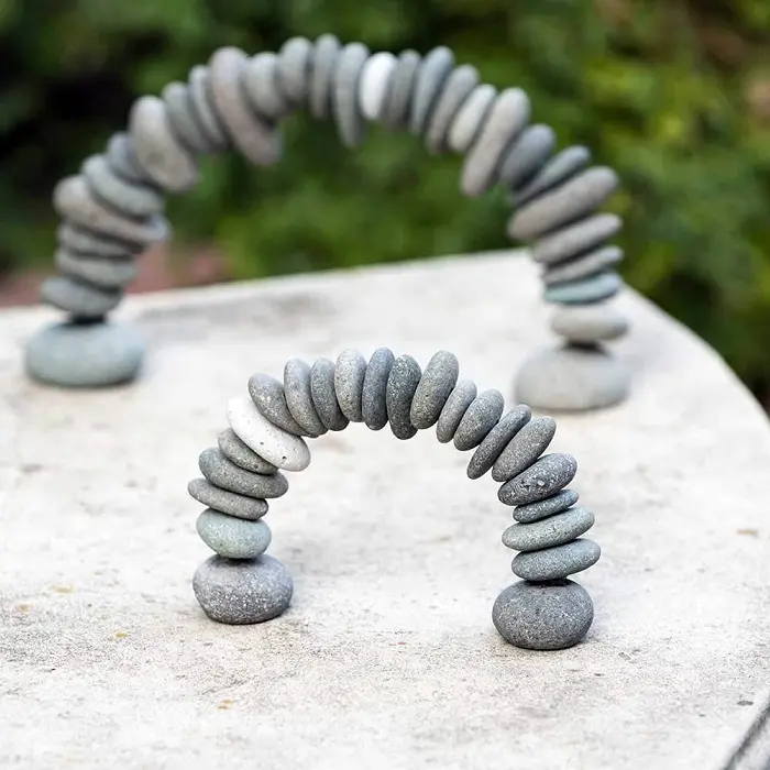 Escultura de Cairn para decoración de jardín, Mini arco de piedra, pila de piedra Zen