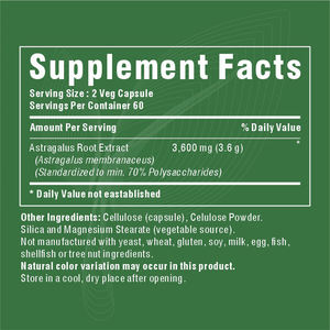 Thực phẩm hỗ trợ miễn dịch bổ sung, astragalus gốc chiết xuất 500 mg Viên nang, 60 Veg viên nang cho người lớn - Product Image 3