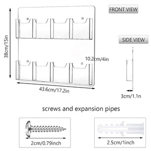 8 túi Acrylic Brochure chủ hiển thị tường mountable thiệp chúc mừng tờ rơi tài liệu tài liệu Acrylic hiển thị đứng chủ - Product Image 2