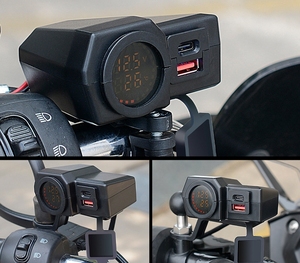 <strong>One</strong> to Three Motorcycle <strong>Charger</strong> Voltage and Temperature Digital Display Dual USB Mobile Phone <strong>Charger</strong> PD <strong>Charger</strong> for Motorcycle - Product Image 5