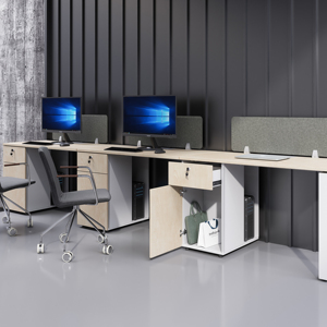 廉价办公工作站家具，现代设计模块化开放式1 2 3座位，带储物柜工作站办公室 - Product Image 3