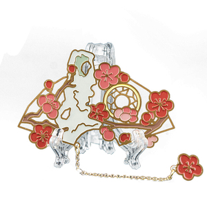 工厂定制中式花卉书签软珐琅金属书签链定制金属书签 - Product Image 2