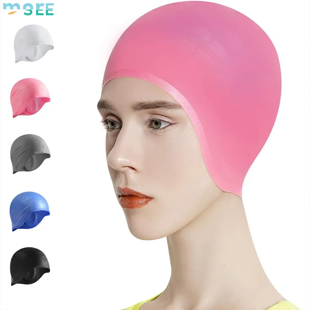अधिक निःशुल्क नमूना पूल स्विमिंग टोपी कस्टम लोगो मुद्रित लोचदार विभिन्न आकार वयस्क बच्चों स्विम कैप देखें