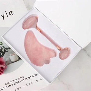 Yüz güzellik masaj araçları kırışıklıkları azaltmak yaşlanma yeşim yüz masajı Gua Sha seti % 100% doğal taş gül kuvars - Product Image 4