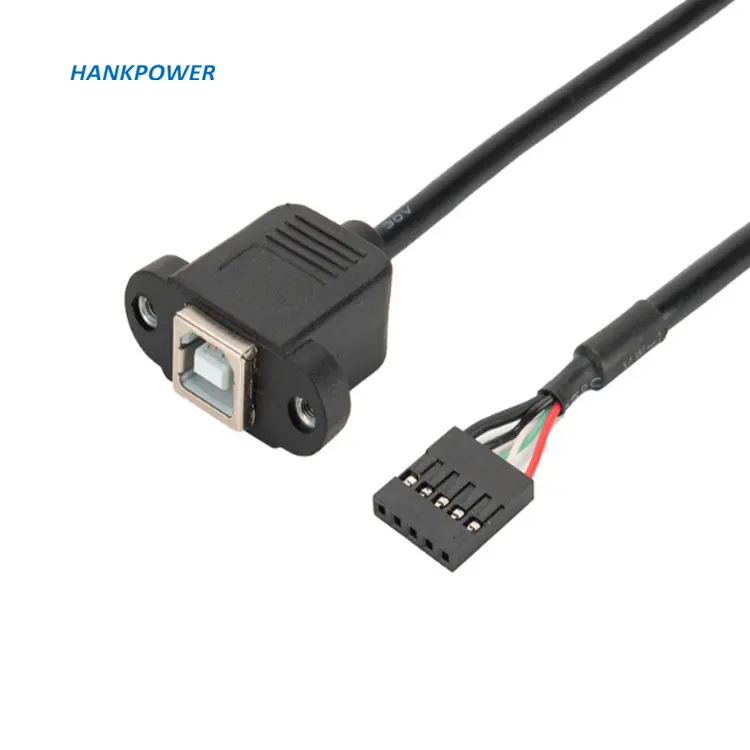 Cable de montaje de Panel hembra para impresora de ordenador, 5 pines a conector USB tipo B con agujeros de tornillo 2,54