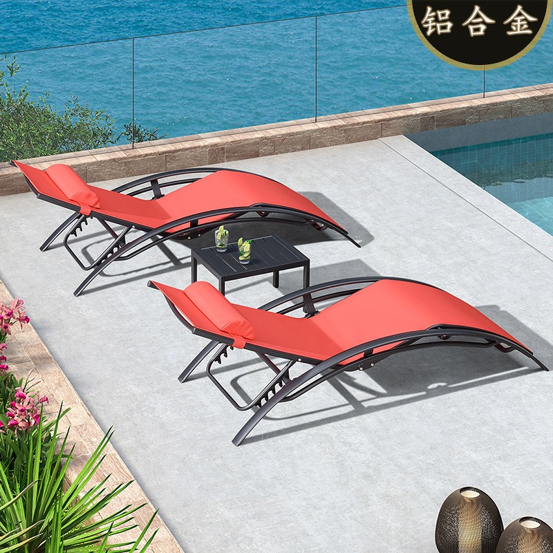 2 red lounge chairs+1 matching coffee table