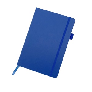 Cuaderno de cuero PU azul A5 con logotipo personalizado, regalo de negocios con hilo de estilo impreso, encuadernación de costura, lazo y bolsillo - Product Image 1